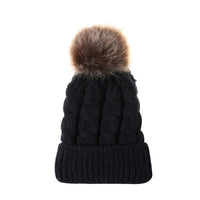 Sidiou Group Winter Women Knitted  Wool Hat Hair Ball Earmuffs Caps Kid Hairball Beanie Cap