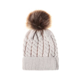 Sidiou Group Winter Women Knitted  Wool Hat Hair Ball Earmuffs Caps Kid Hairball Beanie Cap