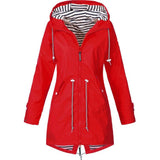 Sidiou Group Women Raincoat Waterproof Zipper Jacket Hooded Windproof Outdoor Coat