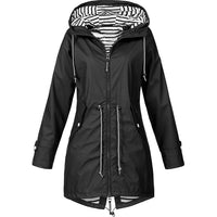 Sidiou Group Women Raincoat Waterproof Zipper Jacket Hooded Windproof Outdoor Coat