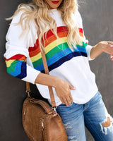 Sidiou Group Women Rainbow Printed Sweatshirt Pullover Long Sleeve Tops Shirt Blouse
