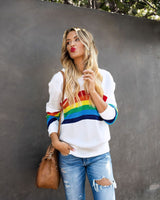 Sidiou Group Women Rainbow Printed Sweatshirt Pullover Long Sleeve Tops Shirt Blouse