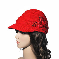 Winter Women Cable Knitted Visor Hat