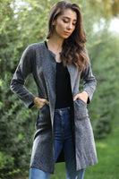 Pocketed Anthracite Cardigan Jacket