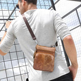 Sidiou Group Business Crossbody Bag for Men Fashion Leather Small Satchel Shoulder Bag  Leather bag