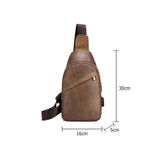 Sidiou Group Men Leather Chest Pack USB Backbag With Headphone Hole Functional Travel Sling Bag