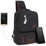 Sidiou Group USB Leather Men Messenger Bag With Headphone Hole Crossbody Shoulder Bag Sling Bag