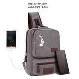 Sidiou Group USB Leather Men Messenger Bag With Headphone Hole Crossbody Shoulder Bag Sling Bag