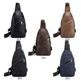 Sidiou Group Chest Bag Men Leather Chest Pack USB Backbag With Headphone Hole  Male Sling Bag