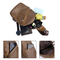 Sidiou Group Chest Bag Men Leather Chest Pack USB Backbag With Headphone Hole  Male Sling Bag