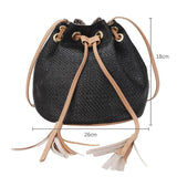 Sidiou Group Women Fringes Bags Straw Tassel Bucket Casual Sling Shoulder Bags Crossbody Handbags