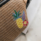 Sidiou Grouo Outdoor Straw Braided Woven Beach Waist Bag Fashion Flower Pattern TravelWaist Pack